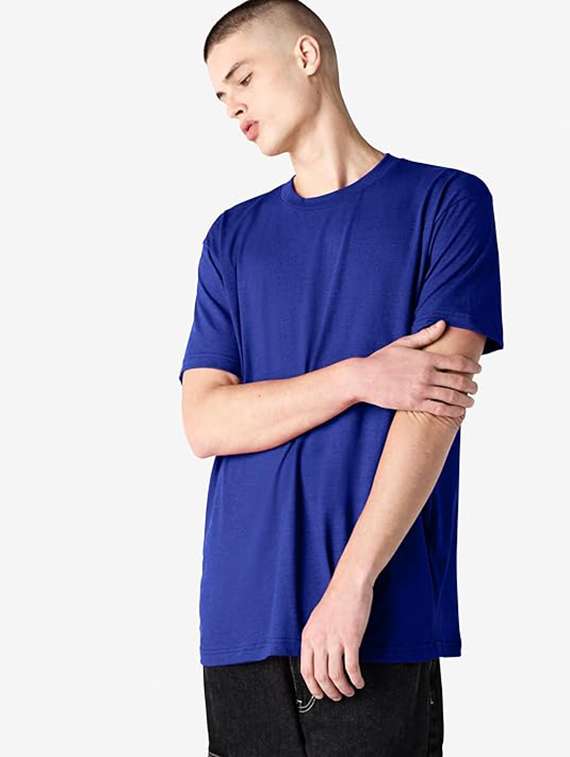 men solid short sleeve loose fit t-shirt