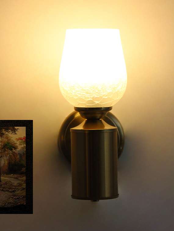 vintage brass wall sconce with crackle glass shade - 22316229 -  Standard Image - 3