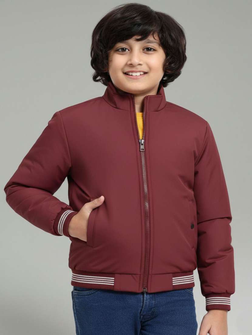 boys solid long sleeve bomber jacket