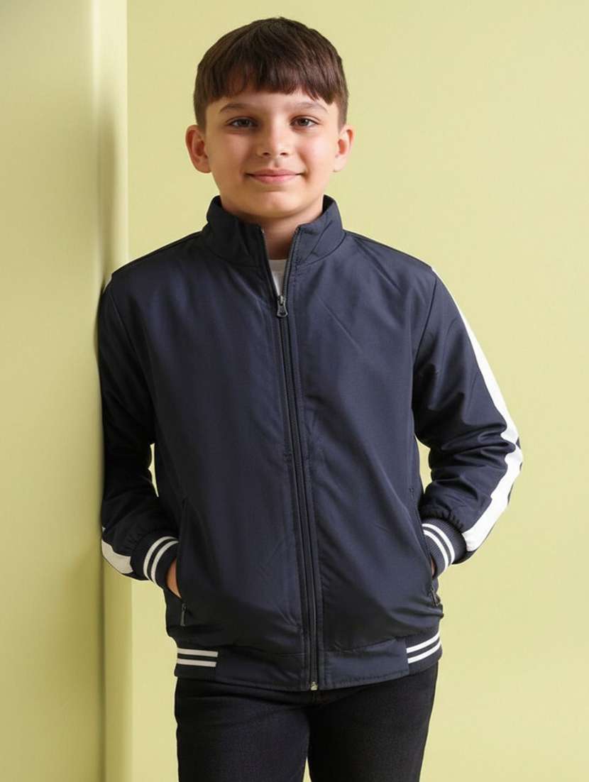 boys solid long sleeve bomber jacket