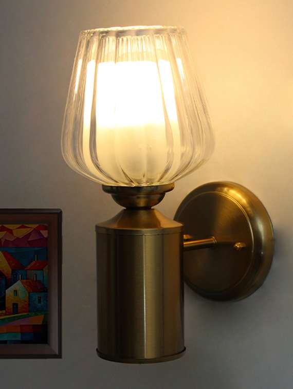 clear tulip glass brass wall mounting light