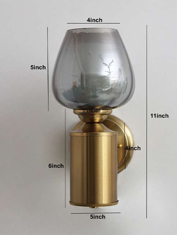 vintage brass wall light with smoked glass globe - 22316244 -  Standard Image - 5