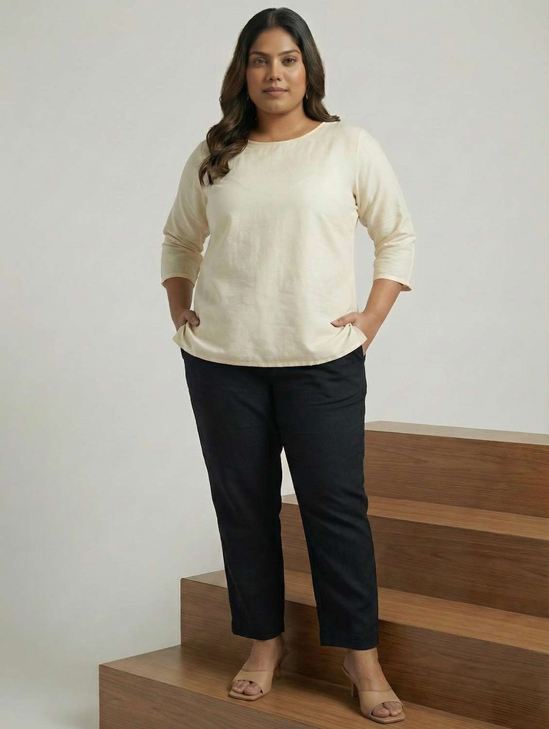 Women Solid Mid Rise Straight Trouser - 22316250 -  Standard Image - 3
