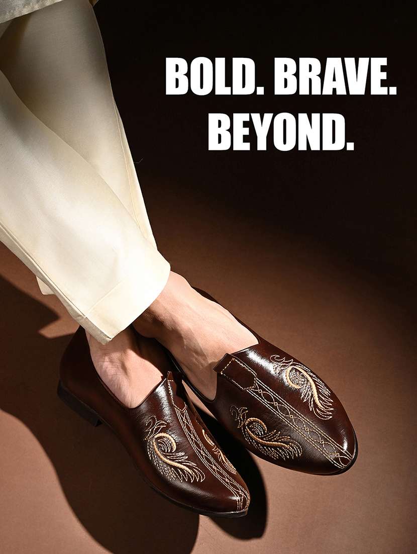 men brown slip on mojari - 22316254 -  Standard Image - 3