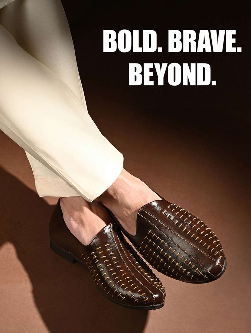 men brown slip on mojari - 22316256 -  Standard Image - 3