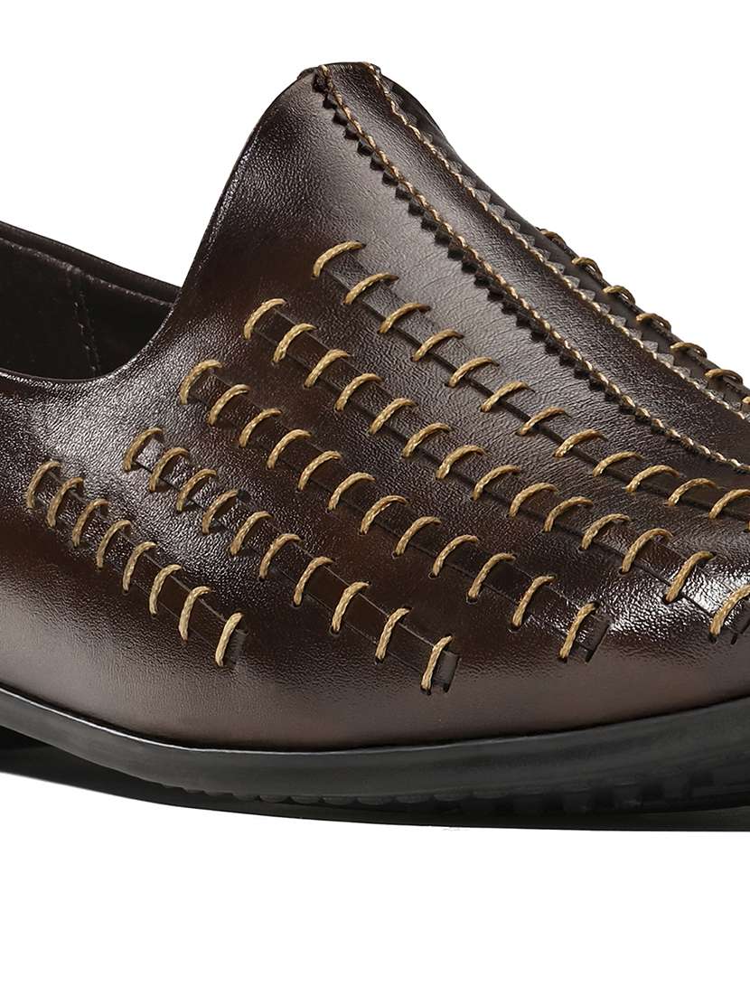 men brown slip on mojari - 22316256 -  Standard Image - 5