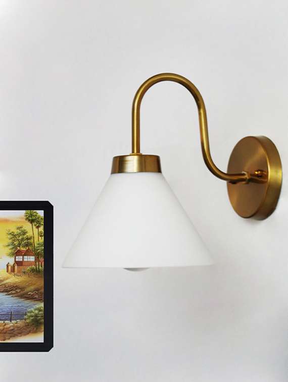 cone shape wall sconce with brass curve holder - 22316260 -  Standard Image - 3