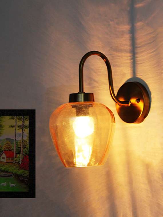 modern down curved vase shape glass wall sconce