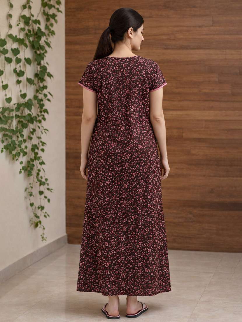 women printed short sleeve nighty - 22316263 -  Standard Image - 5