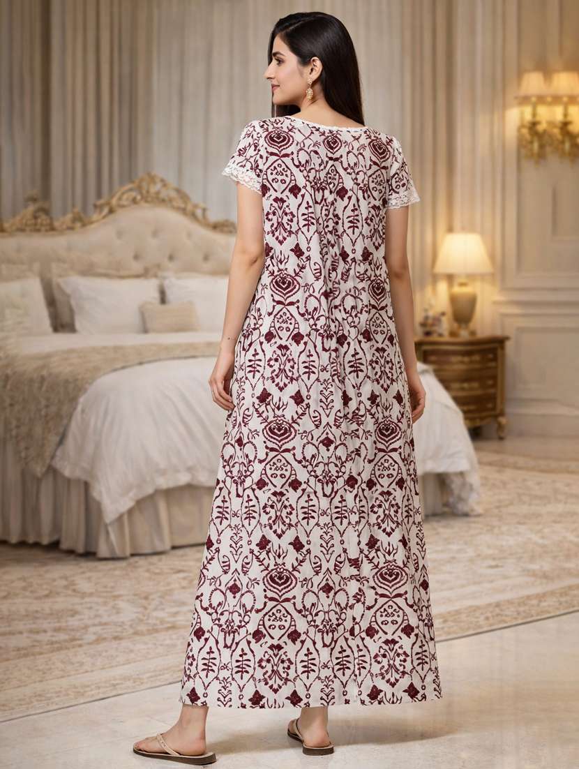 women printed short sleeve nighty - 22316268 -  Standard Image - 3