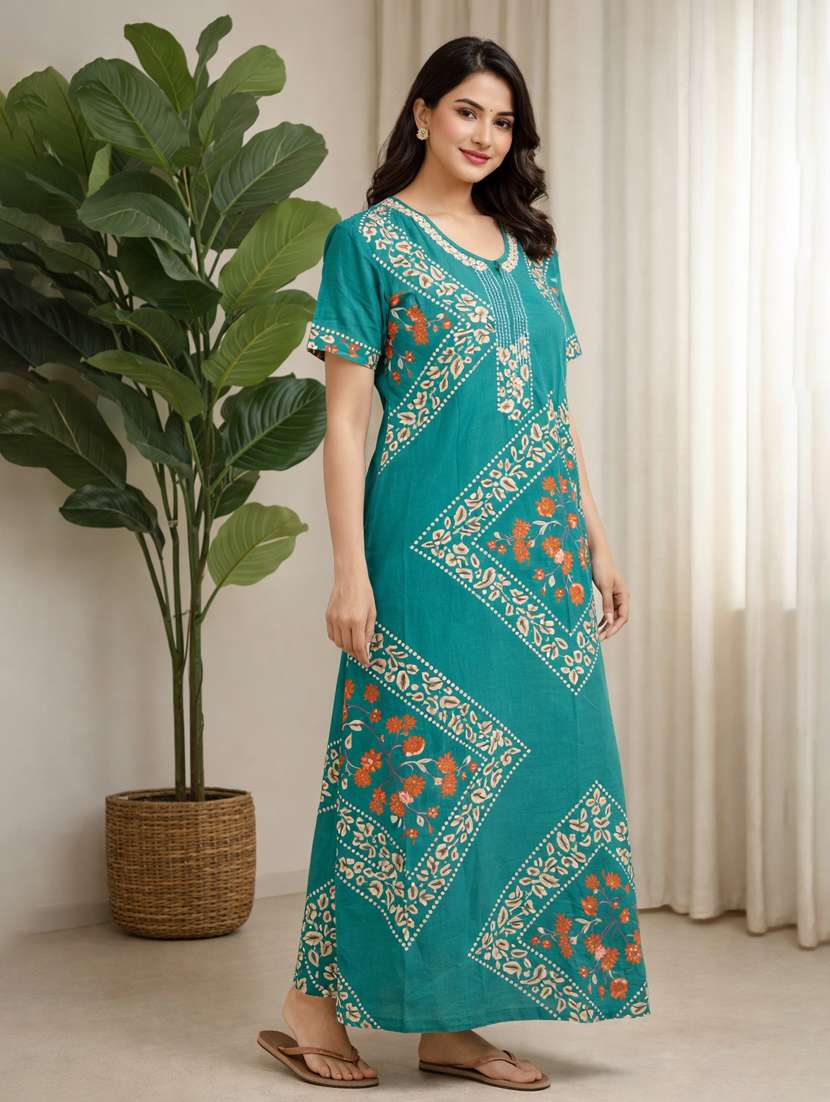 women printed short sleeve nighty - 22316269 -  Standard Image - 3