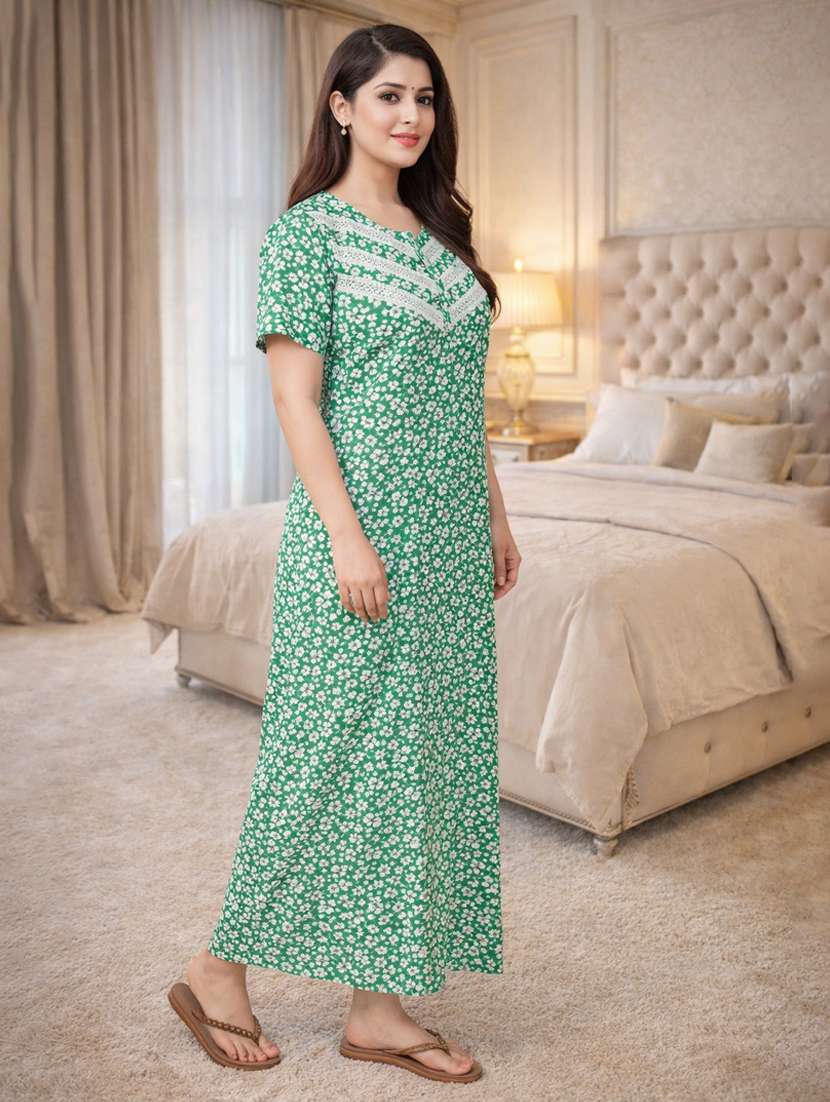 women printed short sleeve nighty - 22316270 -  Standard Image - 3