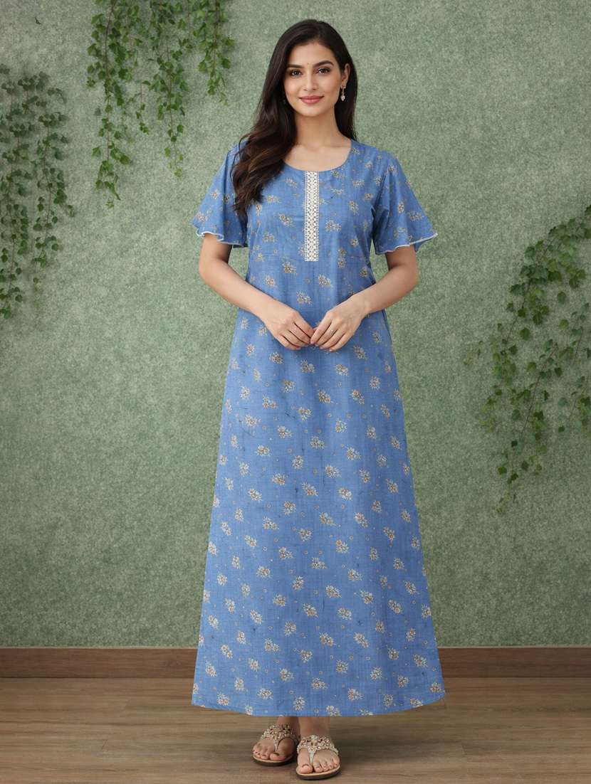 women printed short sleeve nighty - 22316271 -  Standard Image - 5