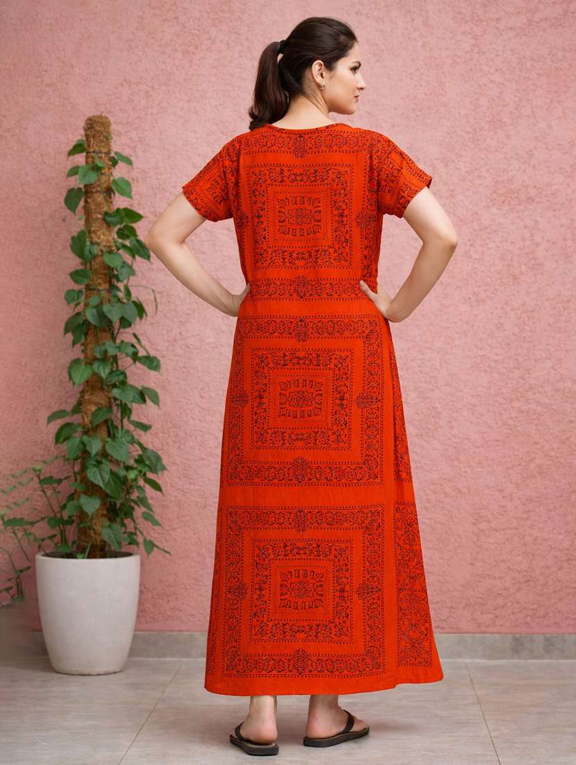 women printed short sleeve nighty - 22316272 -  Standard Image - 5