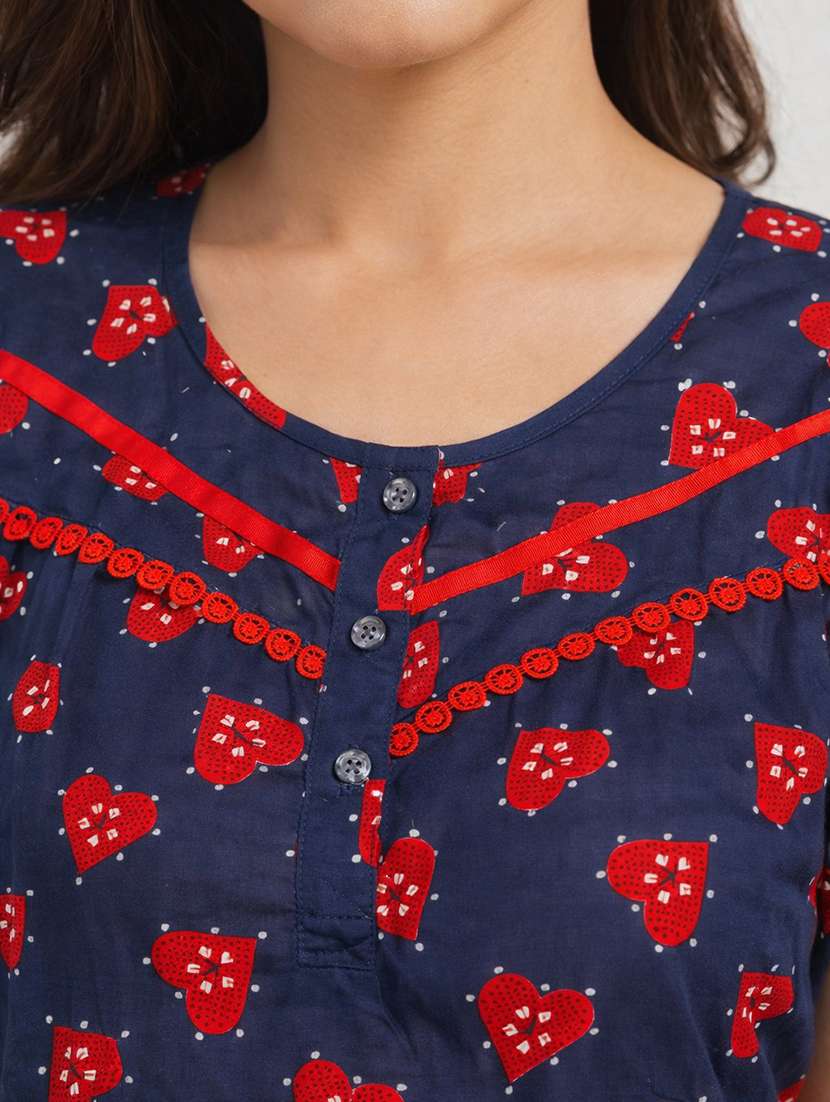 women printed short sleeve nighty - 22316274 -  Standard Image - 5