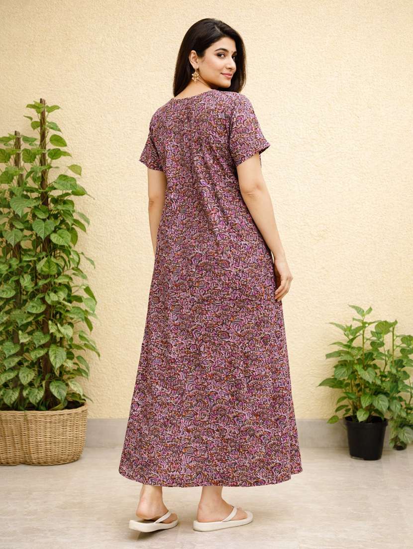 women printed short sleeve nighty - 22316275 -  Standard Image - 5