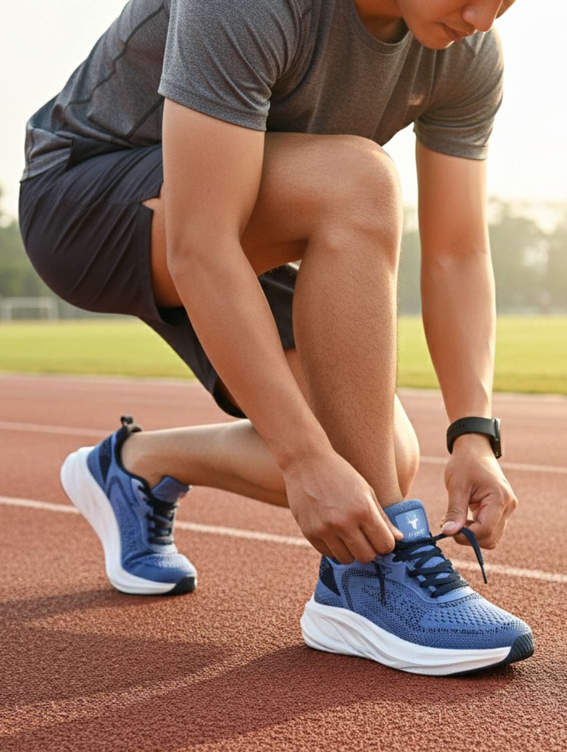 men blue lace up sport shoe