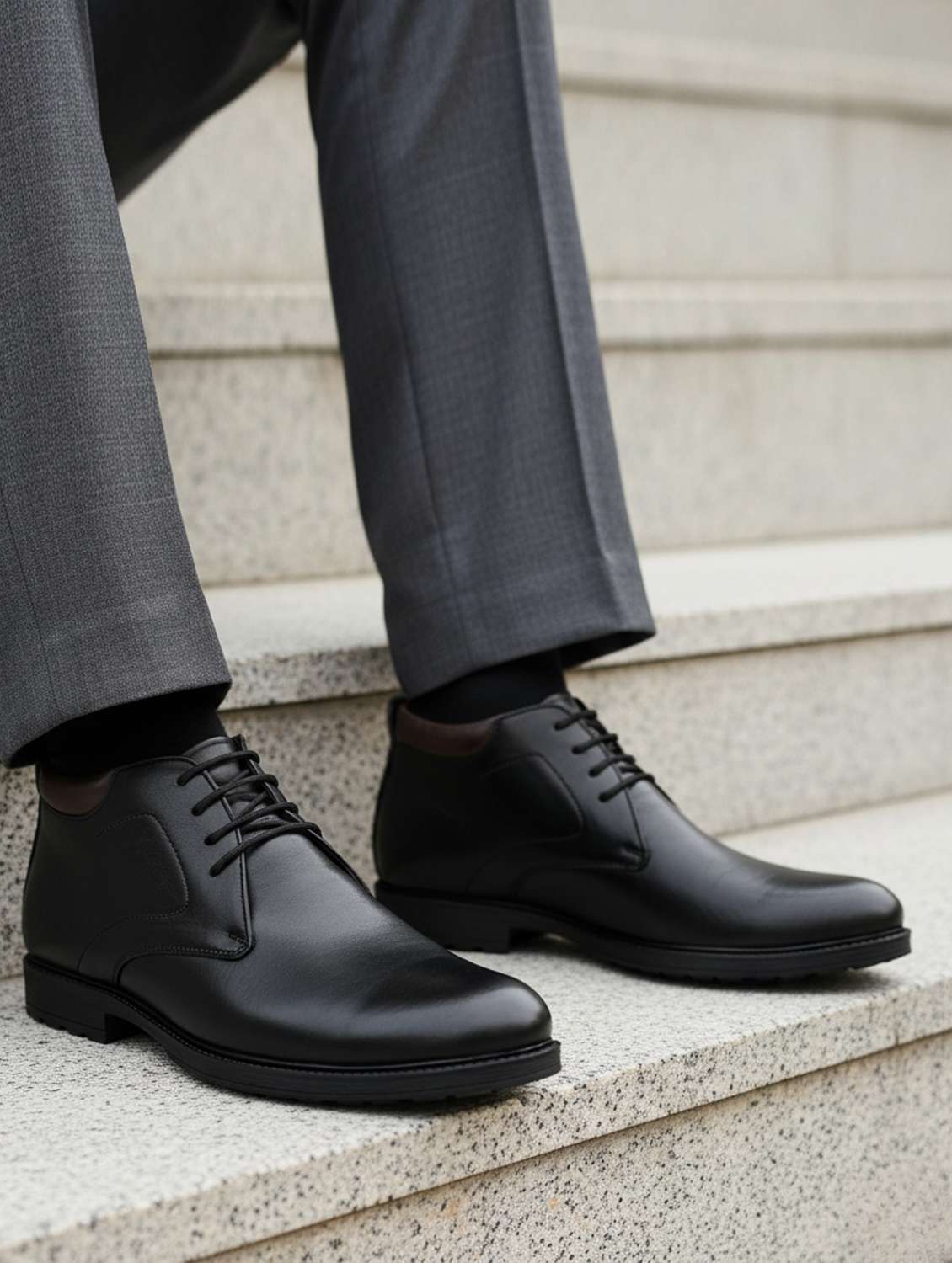 men solid lace up derby