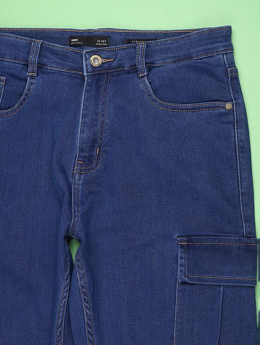 boys solid mid rise regular fit cargo pant - 22316319 -  Standard Image - 3