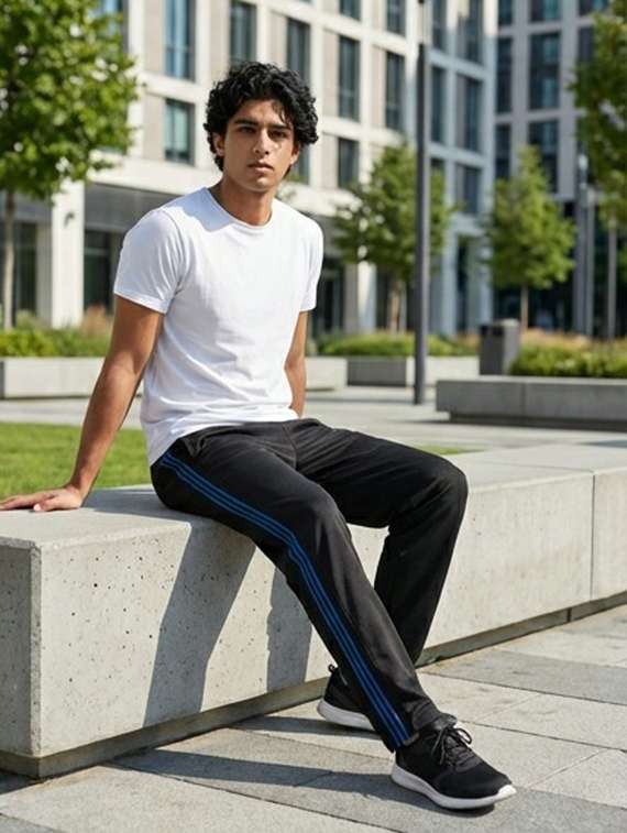 men side striped mid rise track pant - 22316331 -  Standard Image - 3