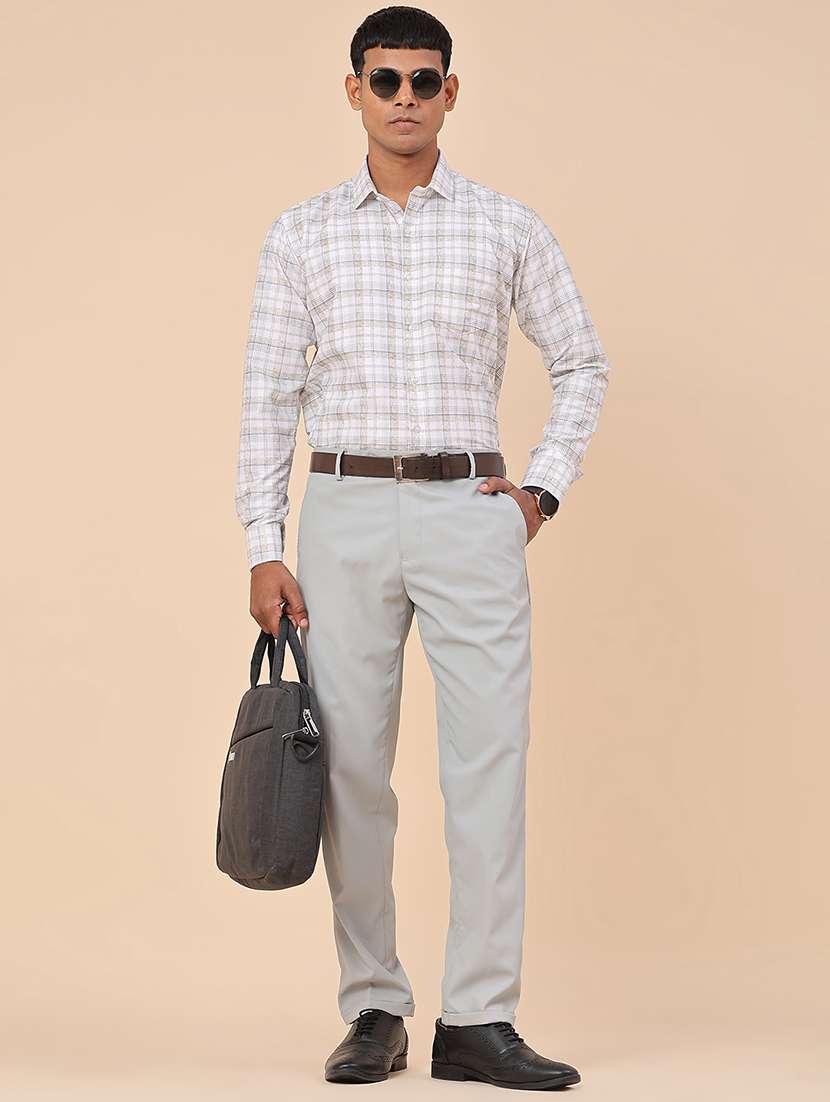 men solid mid rise slim fit formal trouser - 22316357 -  Standard Image - 5