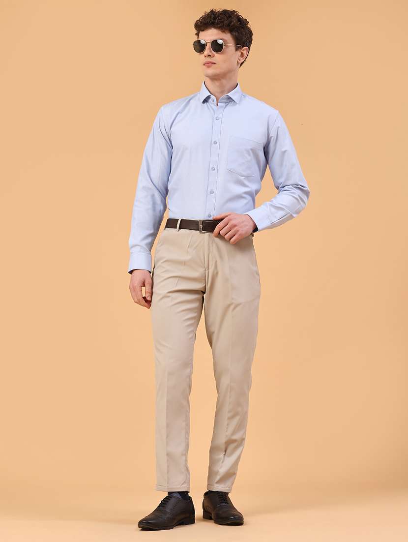 men beige cotton flat front trousers formal trouser - 22316358 -  Standard Image - 5