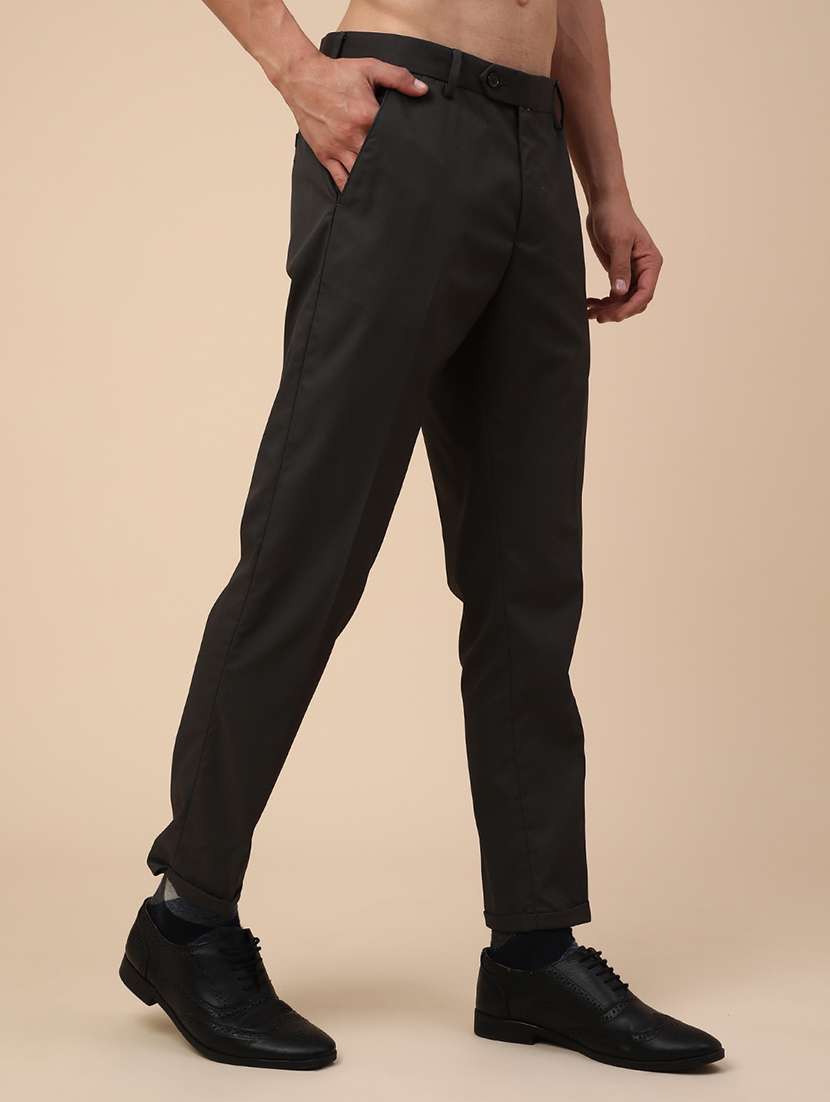 men solid mid rise slim fir formal trouser - 22316359 -  Standard Image - 3