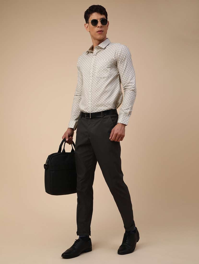 men solid mid rise slim fir formal trouser - 22316359 -  Standard Image - 5