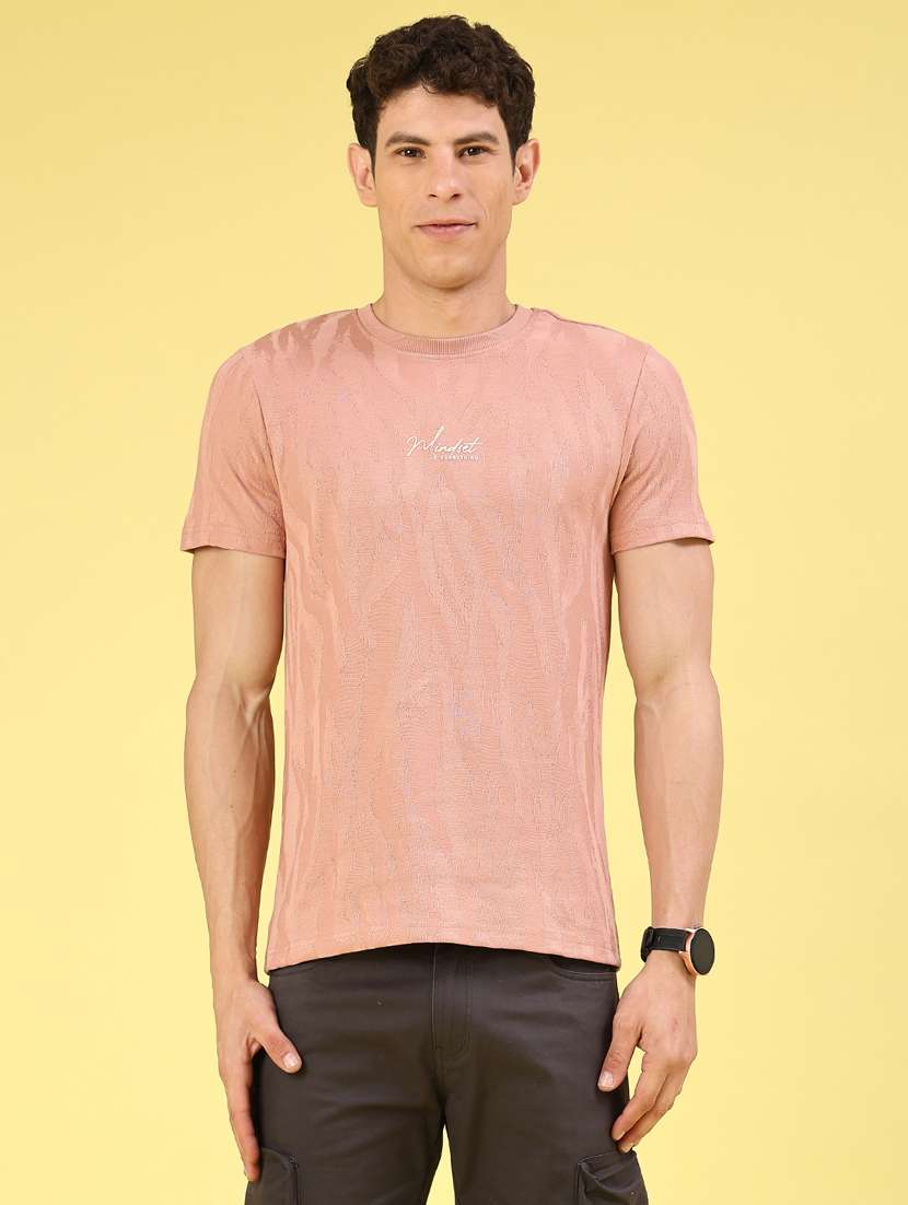 men self design short sleeve slim fit t-shirt