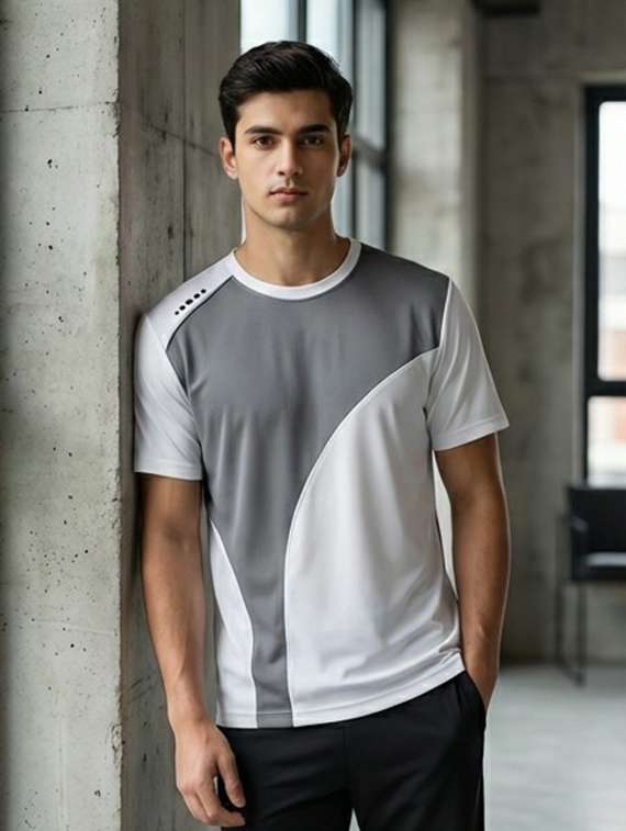 men color block short sleeve regular fit t-shirt