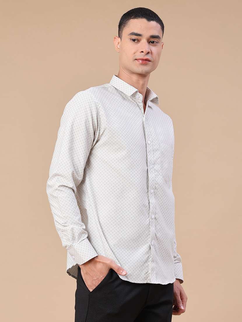 men printed long sleeve slim fit casual shirt - 22316489 -  Standard Image - 3