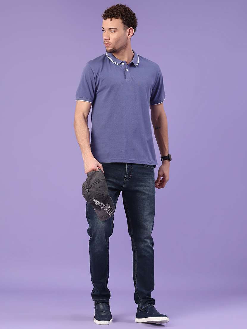 men blue cotton blend plain t-shirt - 22316506 -  Standard Image - 3