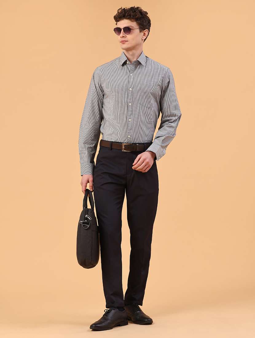 men black cotton flat front trousers formal trouser - 22316532 -  Standard Image - 5