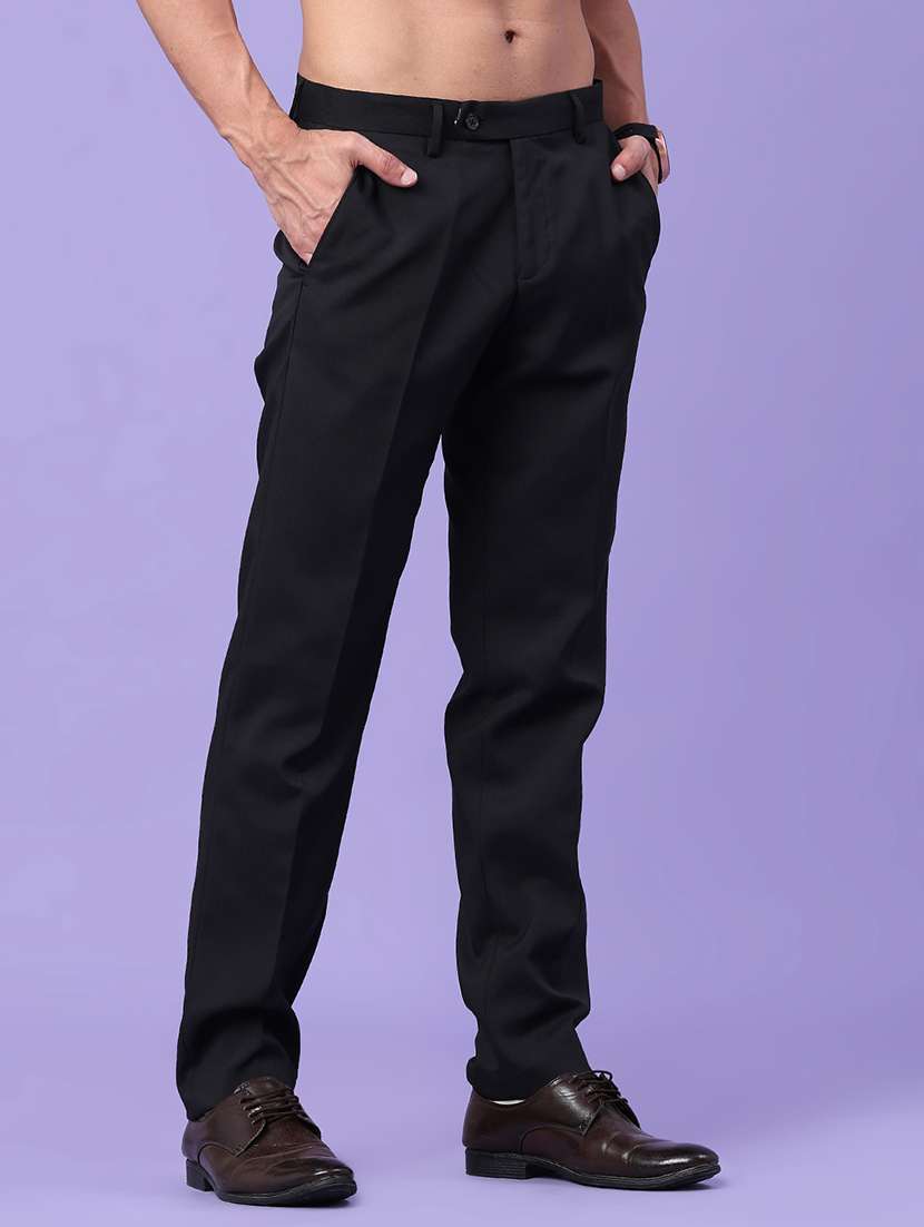 men solid mid rise slim fit formal trouser - 22316533 -  Standard Image - 3
