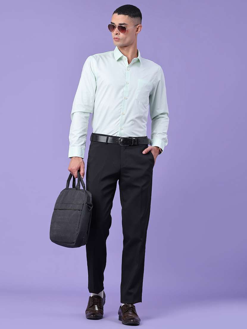 men solid mid rise slim fit formal trouser - 22316533 -  Standard Image - 5