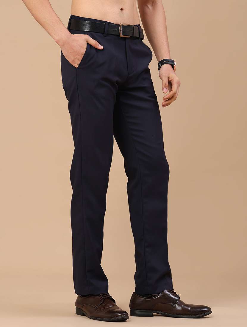 men solid mid rise slim fit formal trouser - 22316534 -  Standard Image - 3