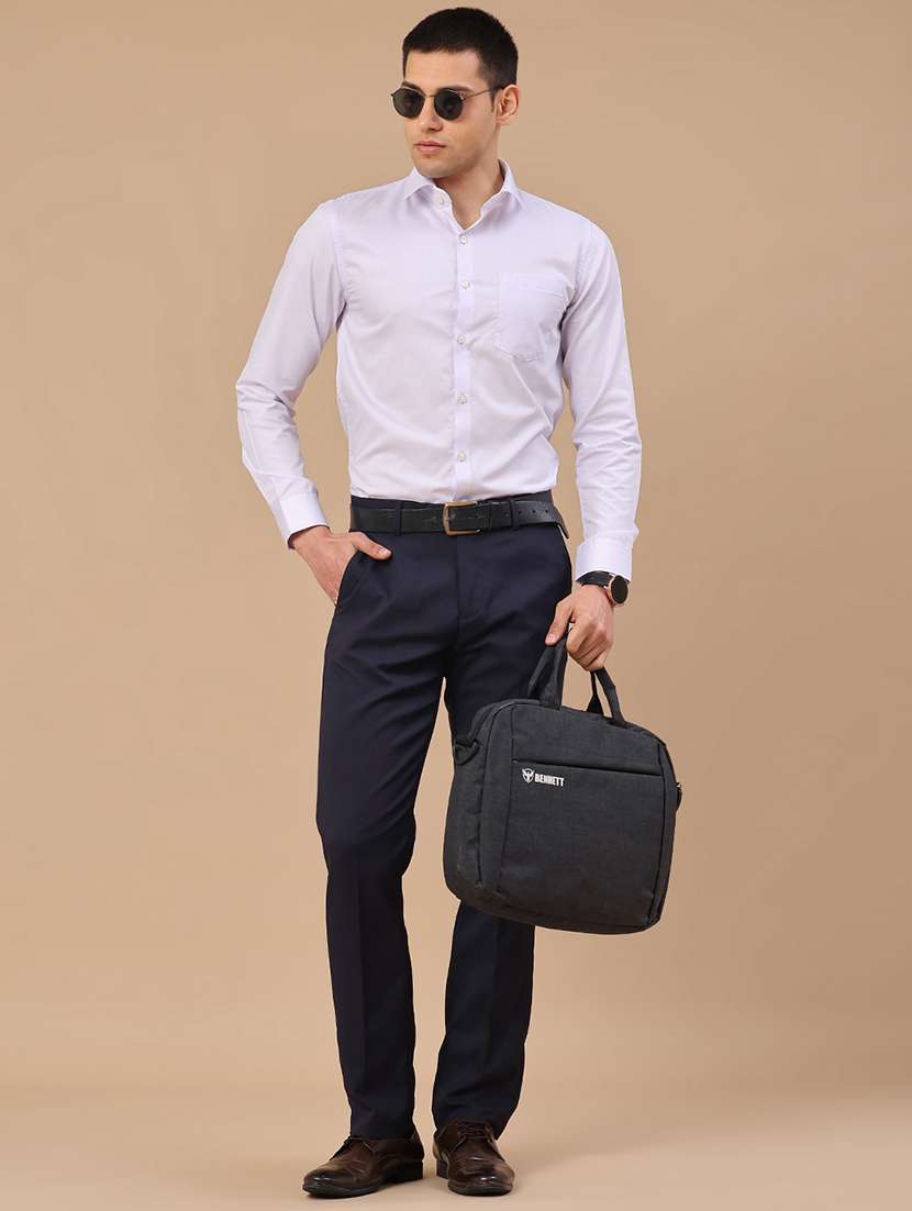 men solid mid rise slim fit formal trouser - 22316534 -  Standard Image - 5