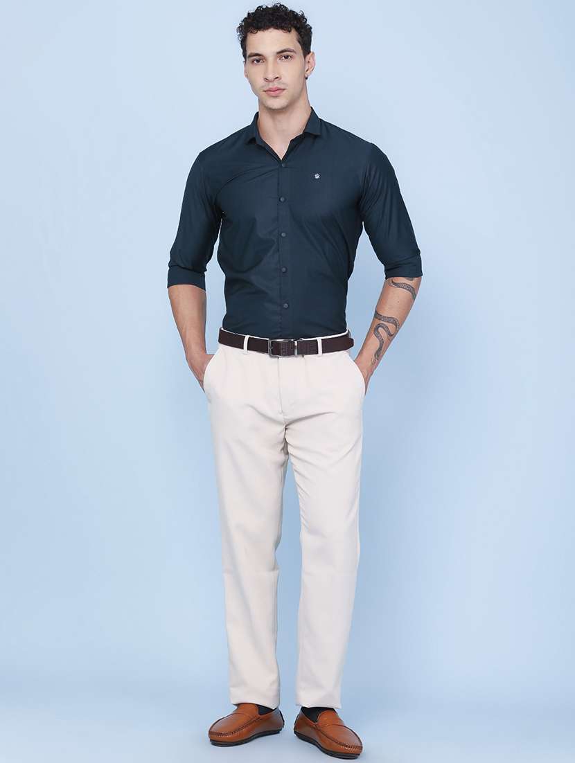 men solid mid rise slim fit formal trouser - 22316536 -  Standard Image - 5