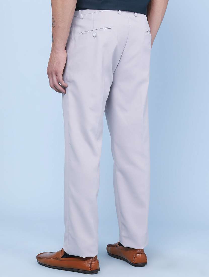 men solid mid rise straight fit formal trouser - 22316537 -  Standard Image - 3