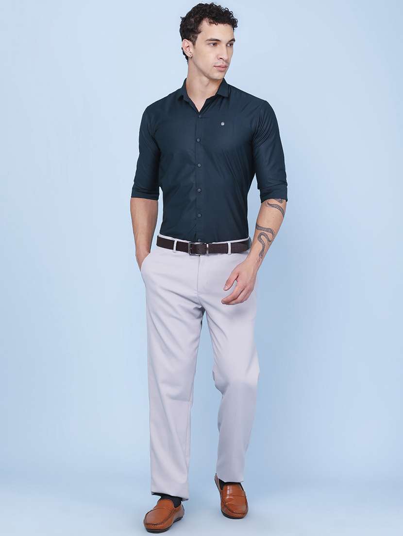 men solid mid rise straight fit formal trouser - 22316537 -  Standard Image - 5