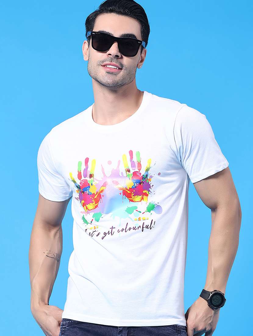 men printed short sleeve holi t-shirt