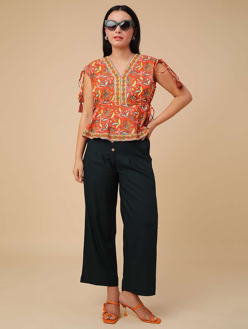 rust cotton peplum top - 22316599 -  Standard Image - 5