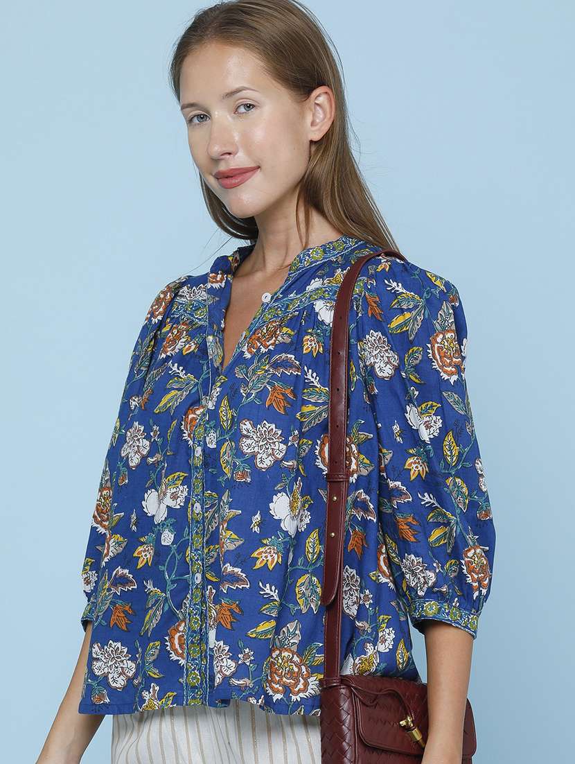 Women Printed Three Quarter Sleeves A-line Top - 22316601 -  Standard Image - 3