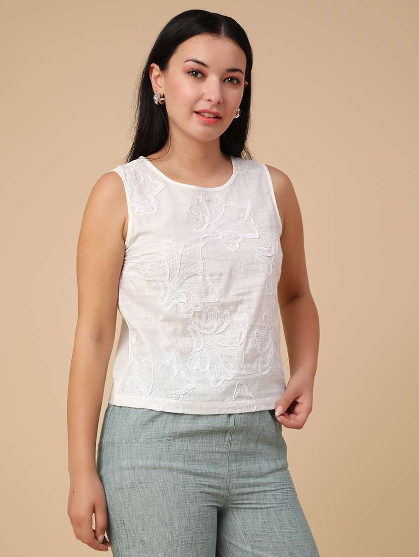 white cotton regular top - 22316602 -  Standard Image - 3