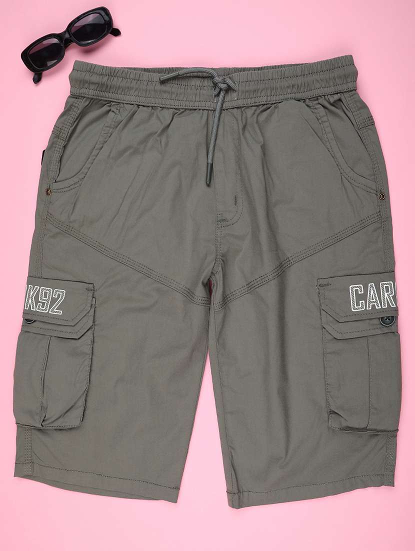 boys solid mid rise cargo shorts