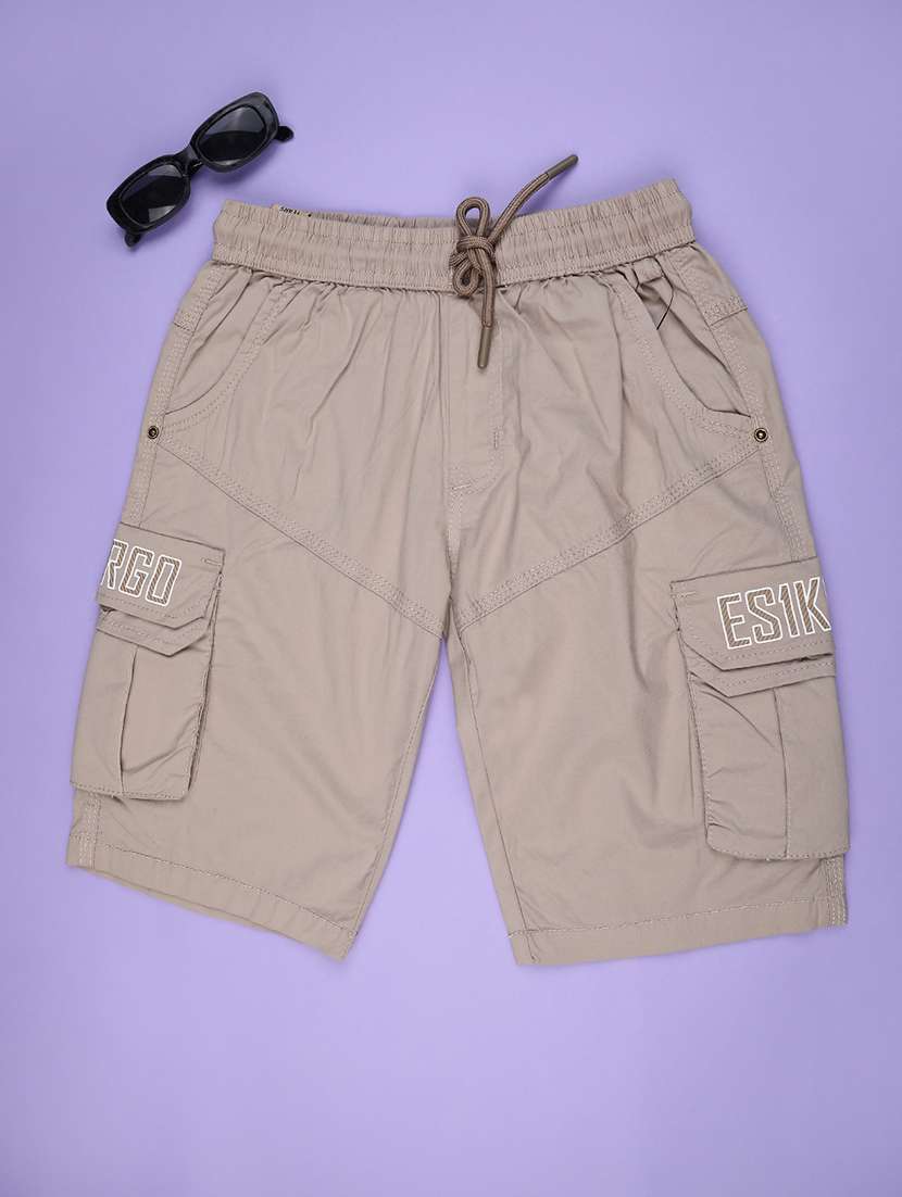 boys solid mid rise cargo shorts