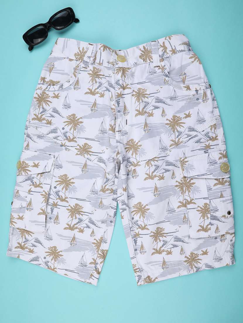 boys printed mid rise cargo shorts