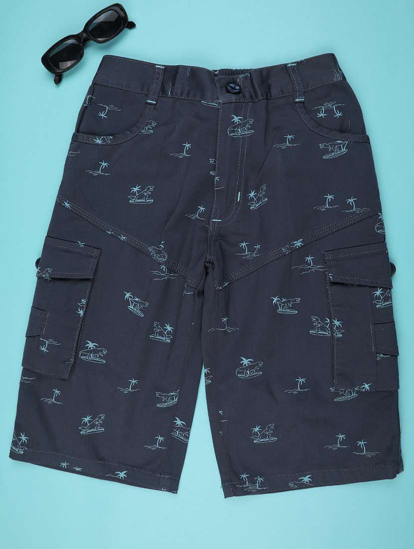 boys printed mid rise cargo shorts