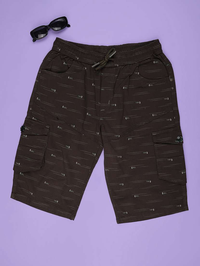 boys printed mid rise cargo shorts