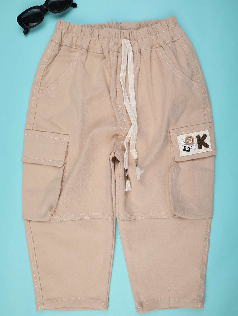 boys solid mid rise regular fit cargo